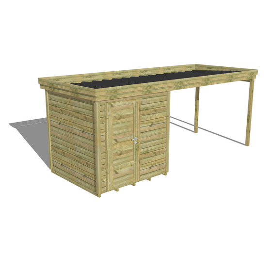 Abri de jardin bois pin traité autoclave 27mm - 5,64x2,14m / 12m2 - bac acier - plancher bois