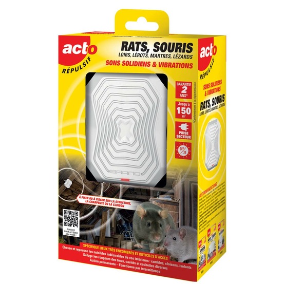 Répulsif rongeurs à vibrations et sons solidiens | protection 150m²