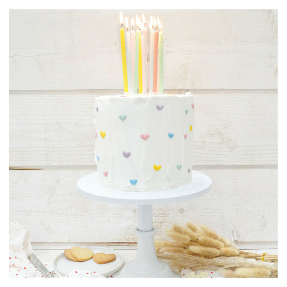 12 bougies longues pastel - 12 cm