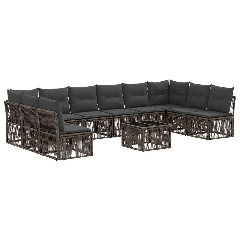Ensemble de canapé de jardin 11 pcs gris polyrotin