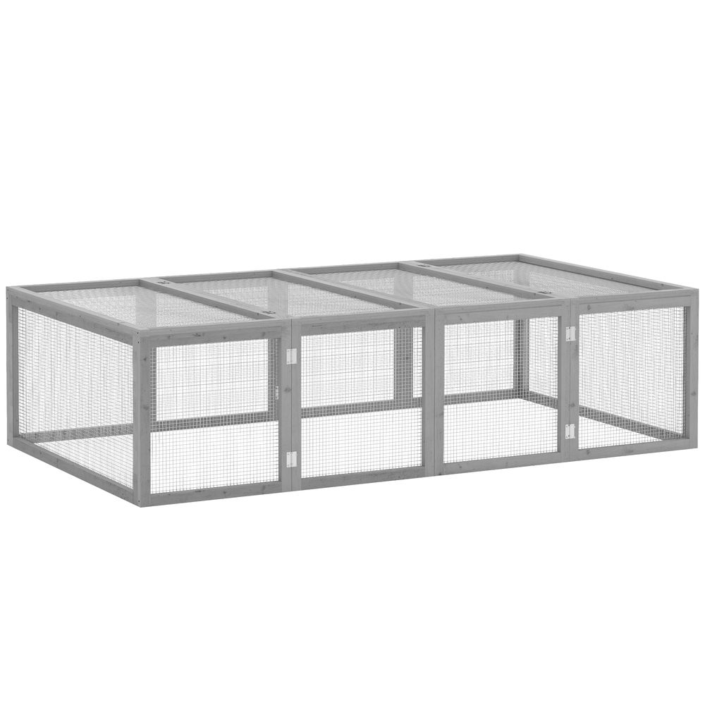 Cage à lapin bois massif intérieur extérieur 2 portes 181x100x48cm gris