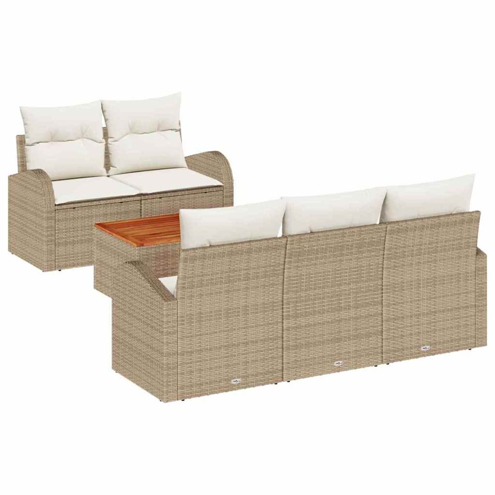 Ensemble de canapé de jardin 6 pc beige et crème polyrotin