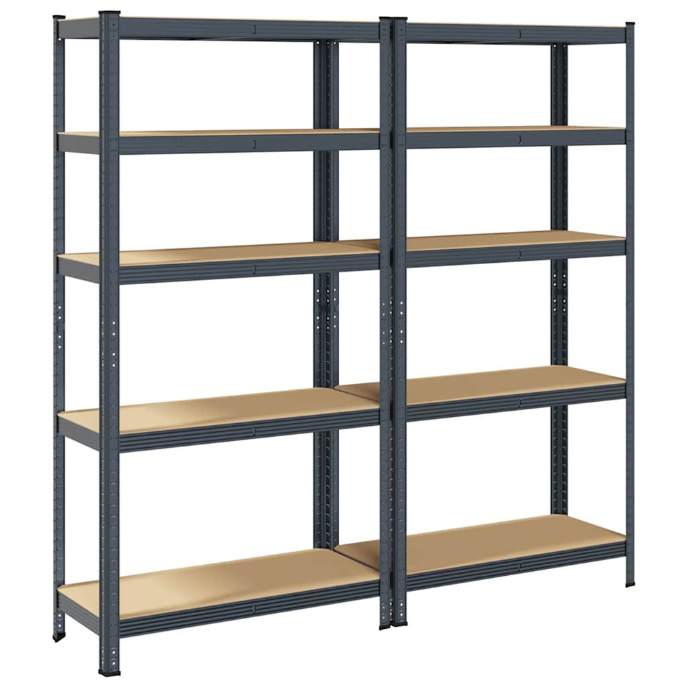 Étagères de rangement 5 niveaux 2 pcs anthracite acier et bois