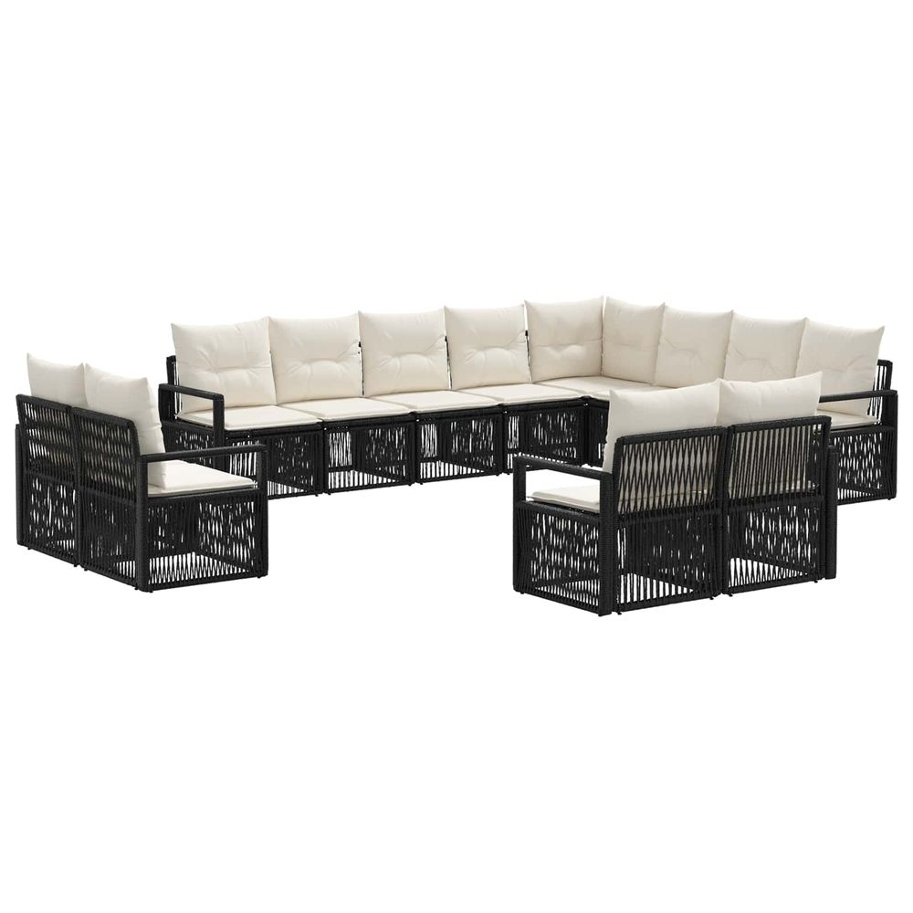 Ensemble de canapé de jardin 12 pc noir polyrotin