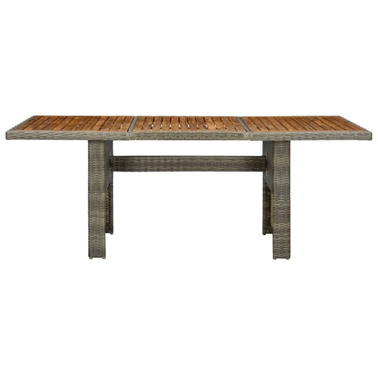Table de jardin marron résine tressée et bois d'acacia massif