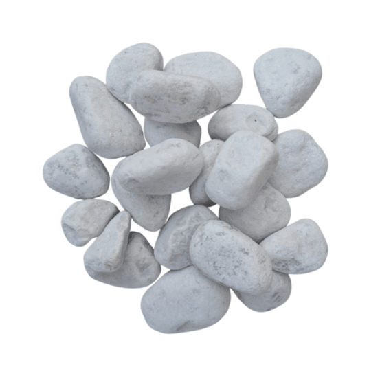 Galet marbre blanc 40/60 mm – lot 5 sacs +/- 25 kg