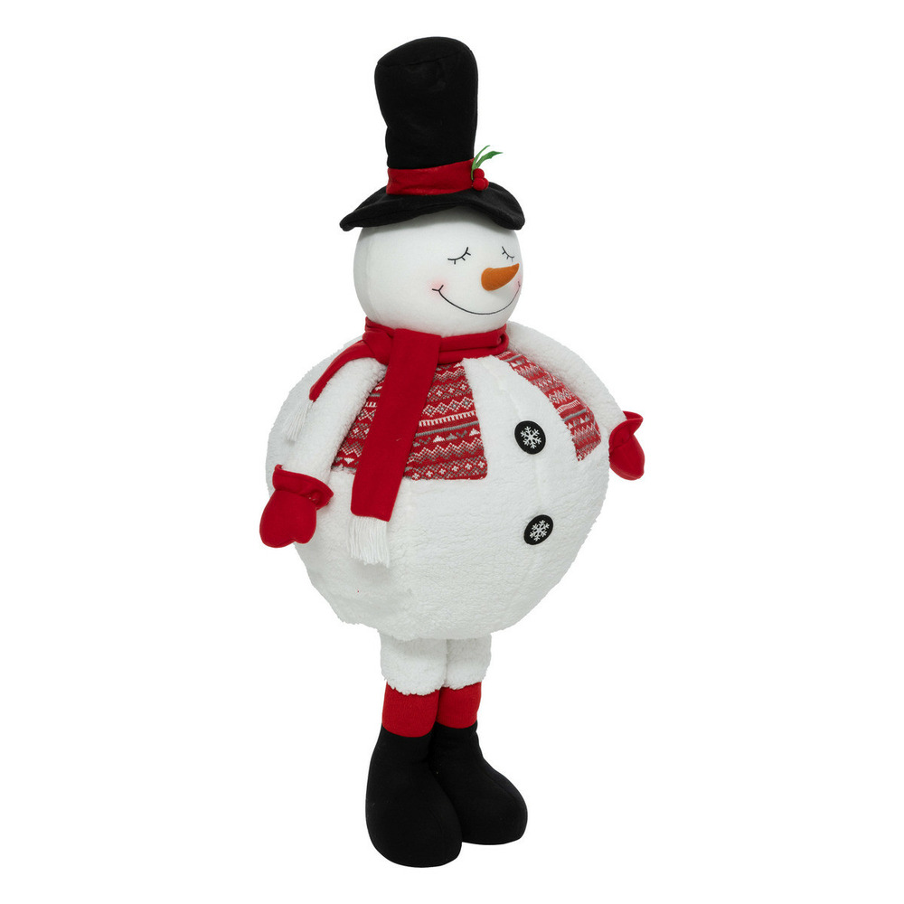 Déco de noël bonhomme de neige télescopique en habit blanc et rouge h maxi 110 cm