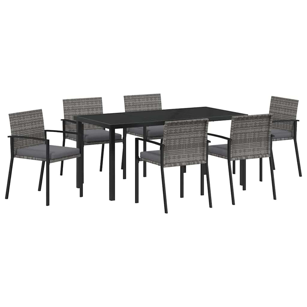 Ensemble de salle à manger pour jardin 7 pcs gris