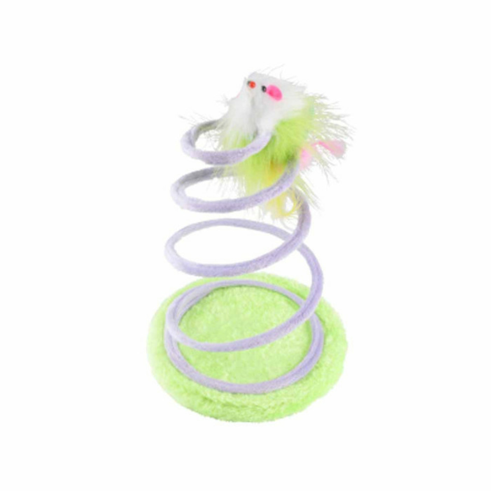 Jouet pour chat ressort avec souris 26cm vert
