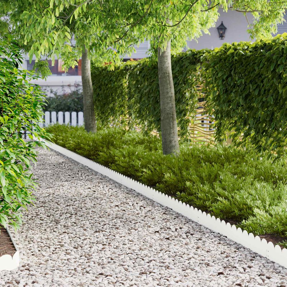 Bordure de jardin acier aménagement extérieur délimitation 30 pcs 103x15 cm blanc