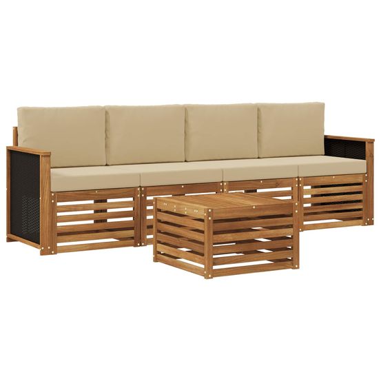 Ensemble de canapés d'extérieur 5 pc naturel et beige