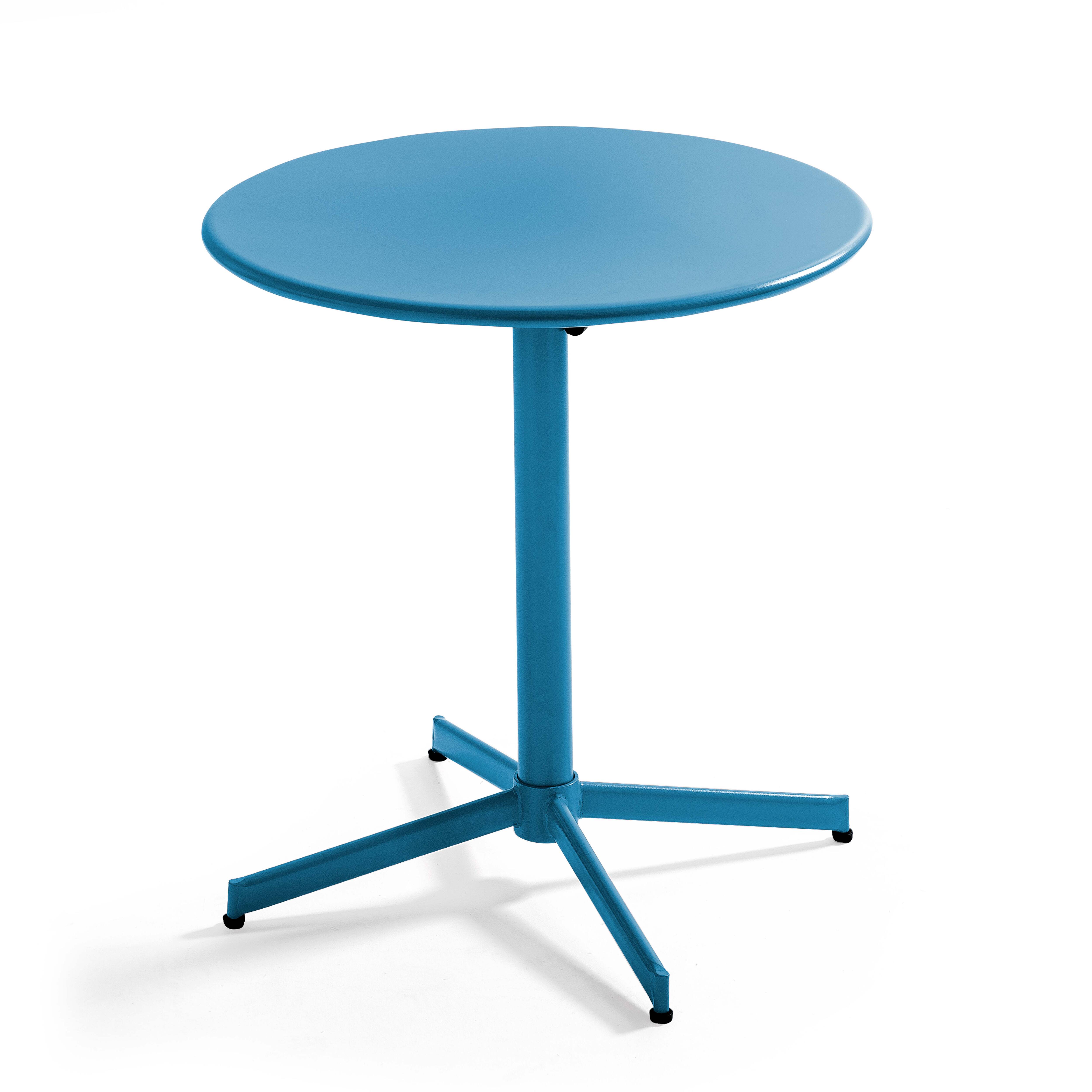 Table de jardin ronde bistro inclinable en acier bleu pacific
