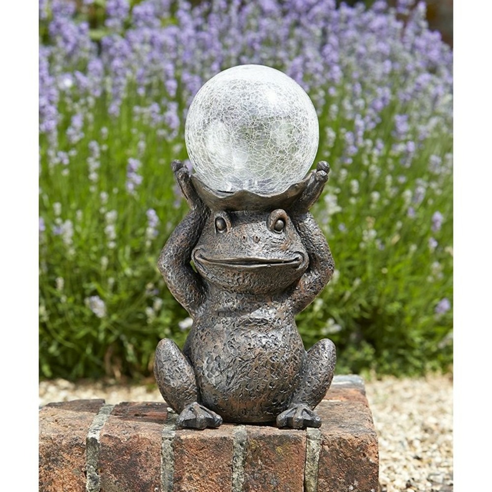Grenouille globe verre craquelé solaire