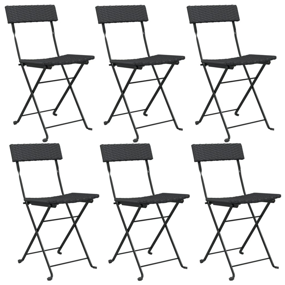 Chaises de bistrot pliantes lot de 6 noir résine tressée acier