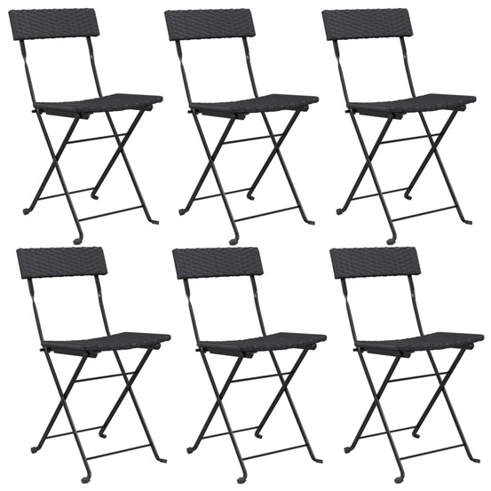 Chaises de bistrot pliantes lot de 6 noir résine tressée acier