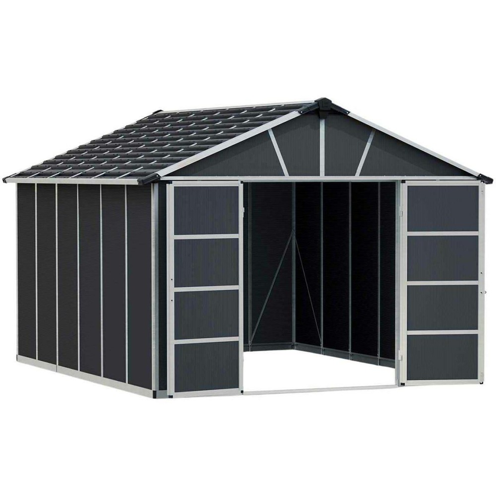 Abri de jardin en aluminium et polycarbonate gris yukon 13. 1m²