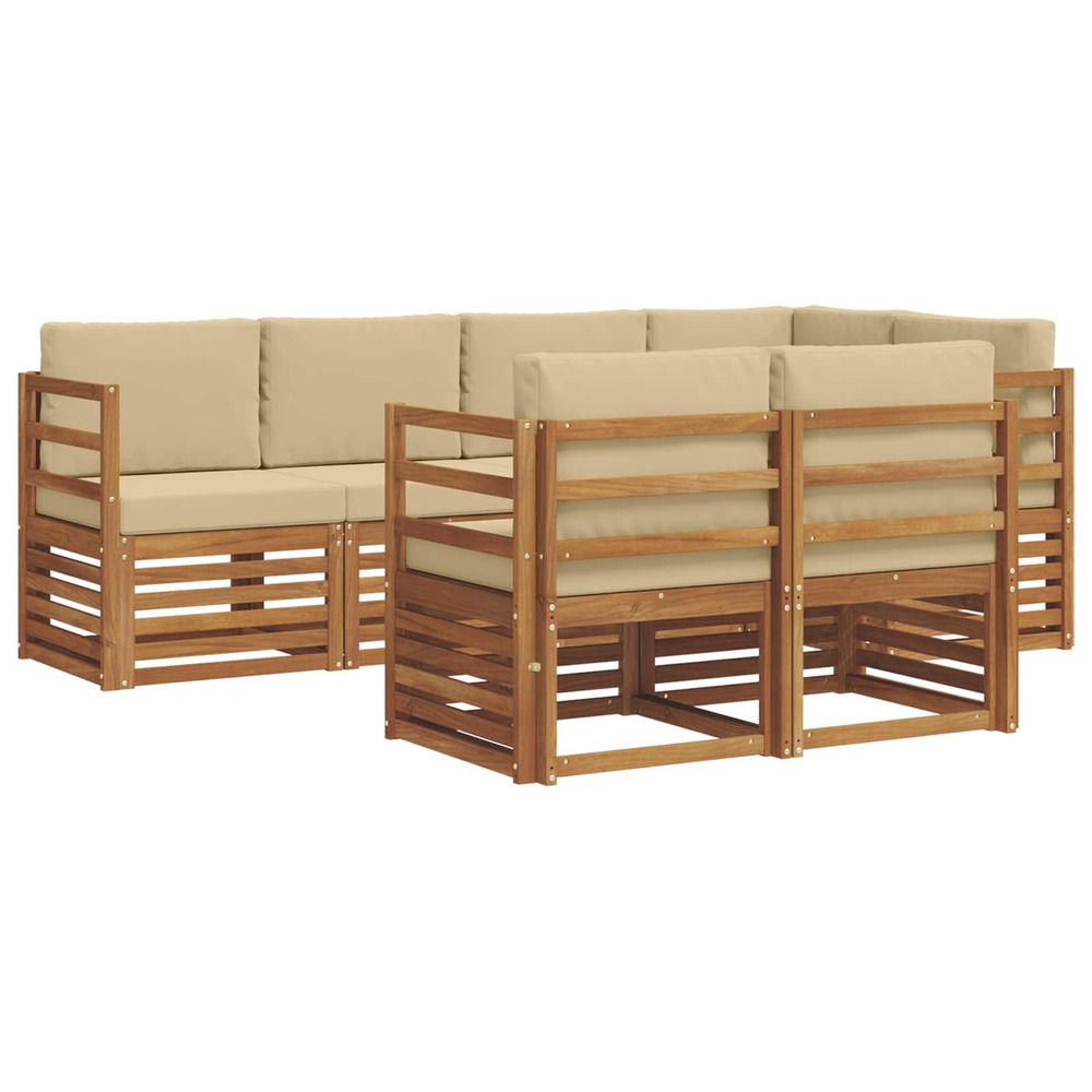Ensemble de canapés d'extérieur 7 pc naturel et beige polyester