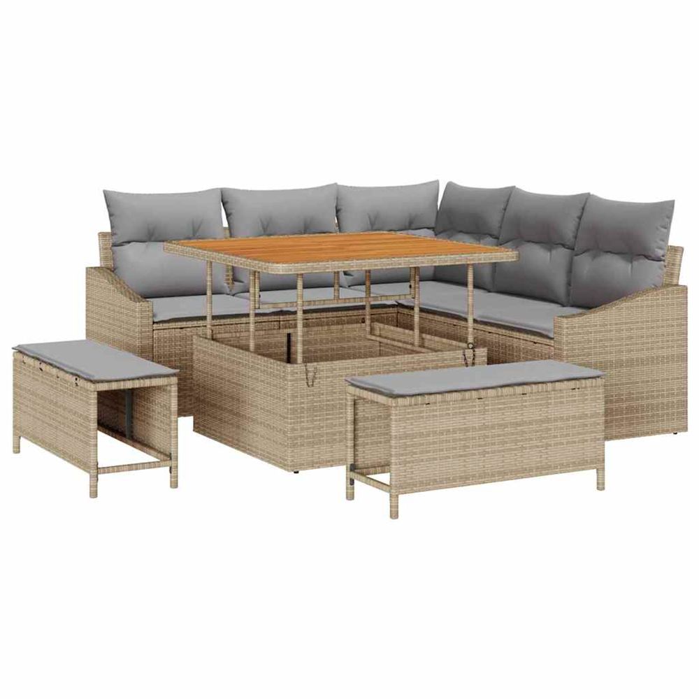 Ensemble de canapé de jardin 8 pc beige polyrotin