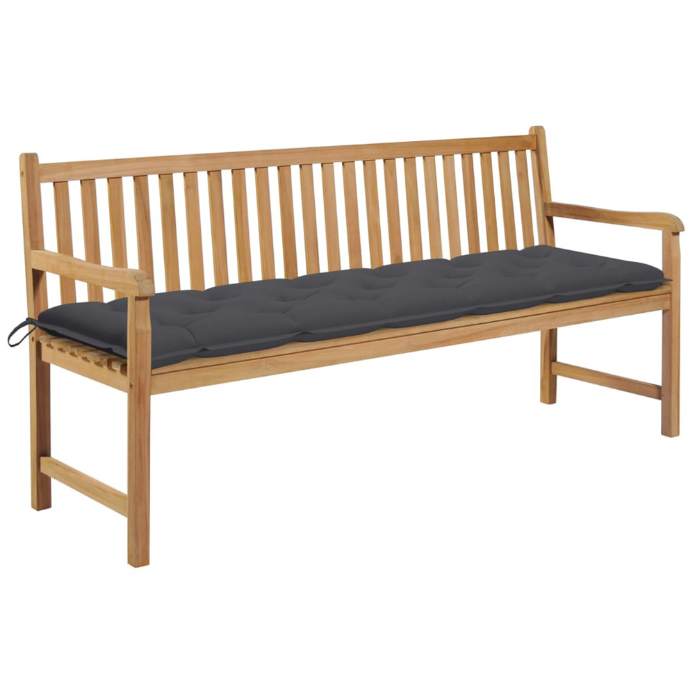 Banc de jardin avec coussin anthracite 175 cm teck massif