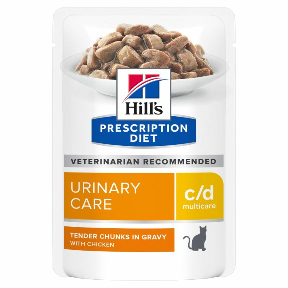 Patee chat adult prescription diets c/d multicare urinary care poulet (sachet) - hill's 12*85 g