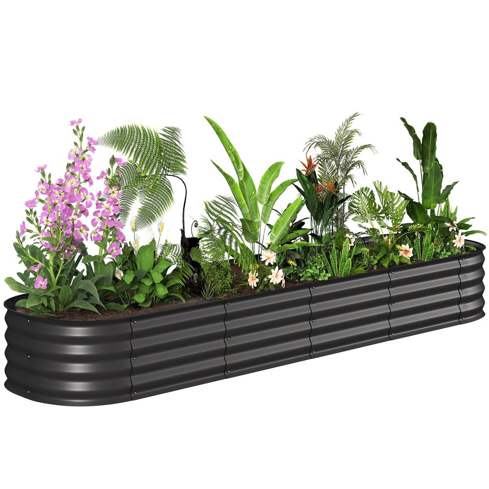 Carré potager acier modulable jardin extérieur culture plantes 240x62x30cm noir