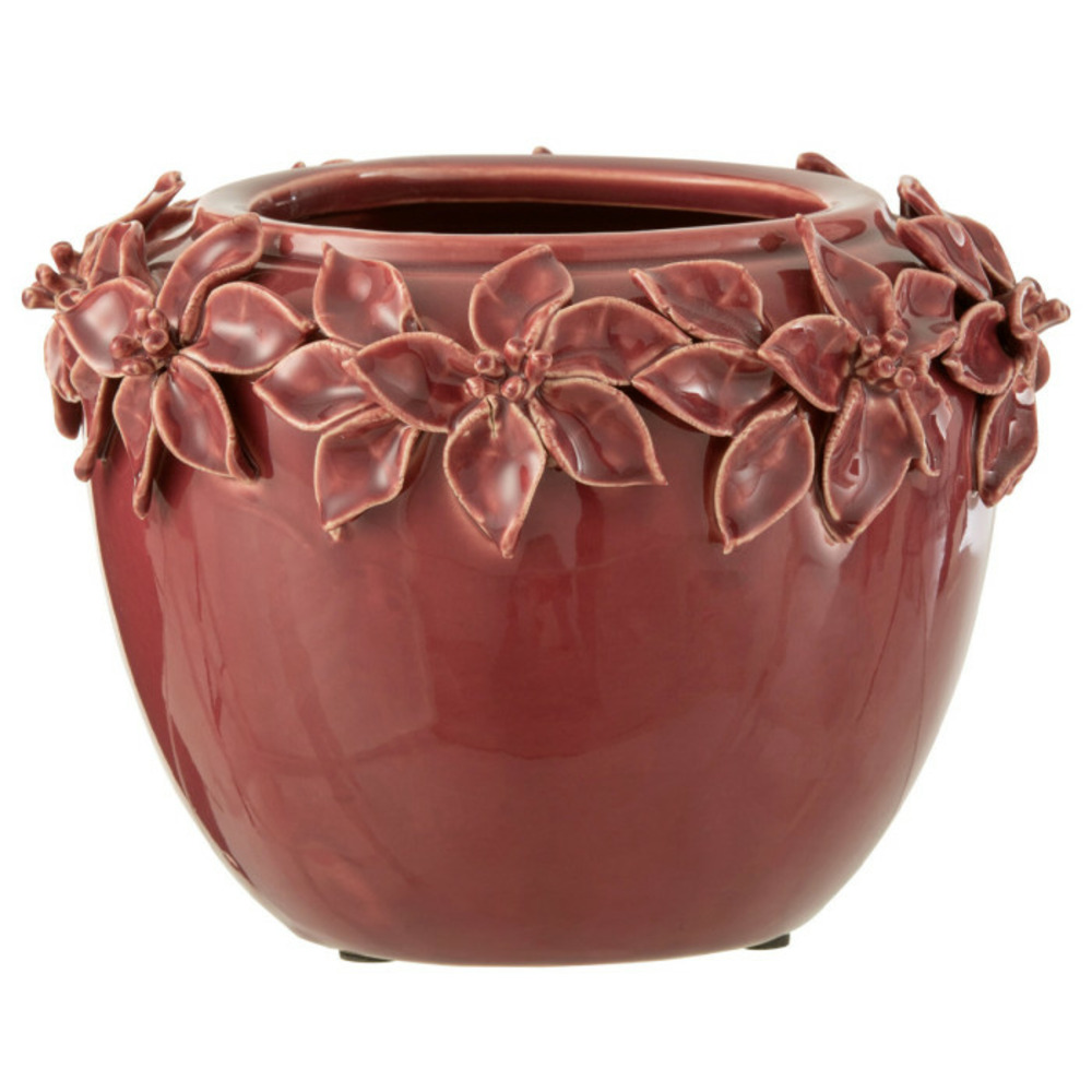 Cache-pot en céramique flora 21cm rose