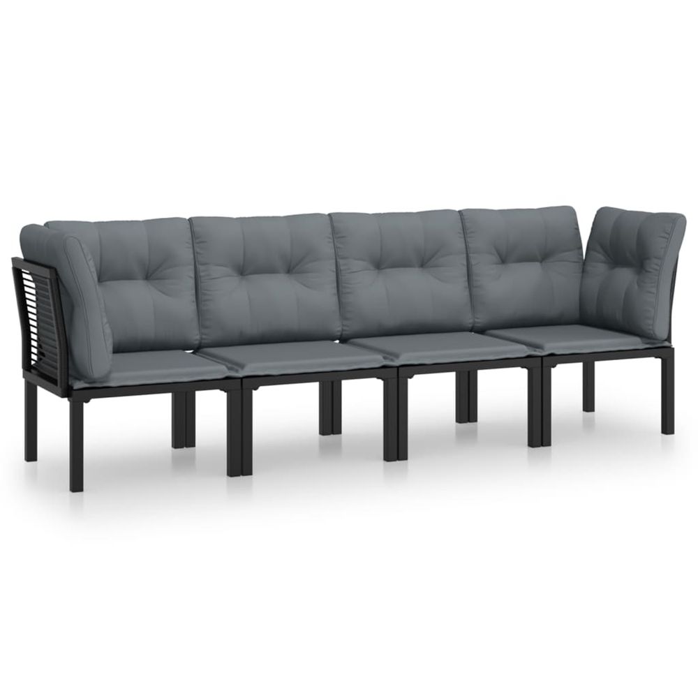 Salon de jardin 4 pcs noir et gris résine tressée