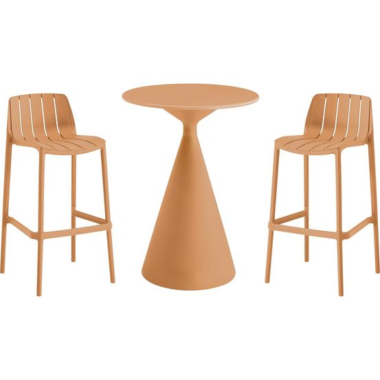 Table et chaises hautes de bistrot empilables
