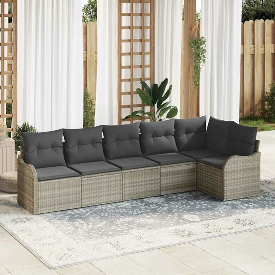 Ensemble de canapé de jardin 6 pcs gris clair poly rotin