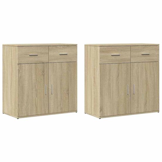 Buffets 2 pcs chêne sonoma 79x38x80 cm bois d'ingénierie