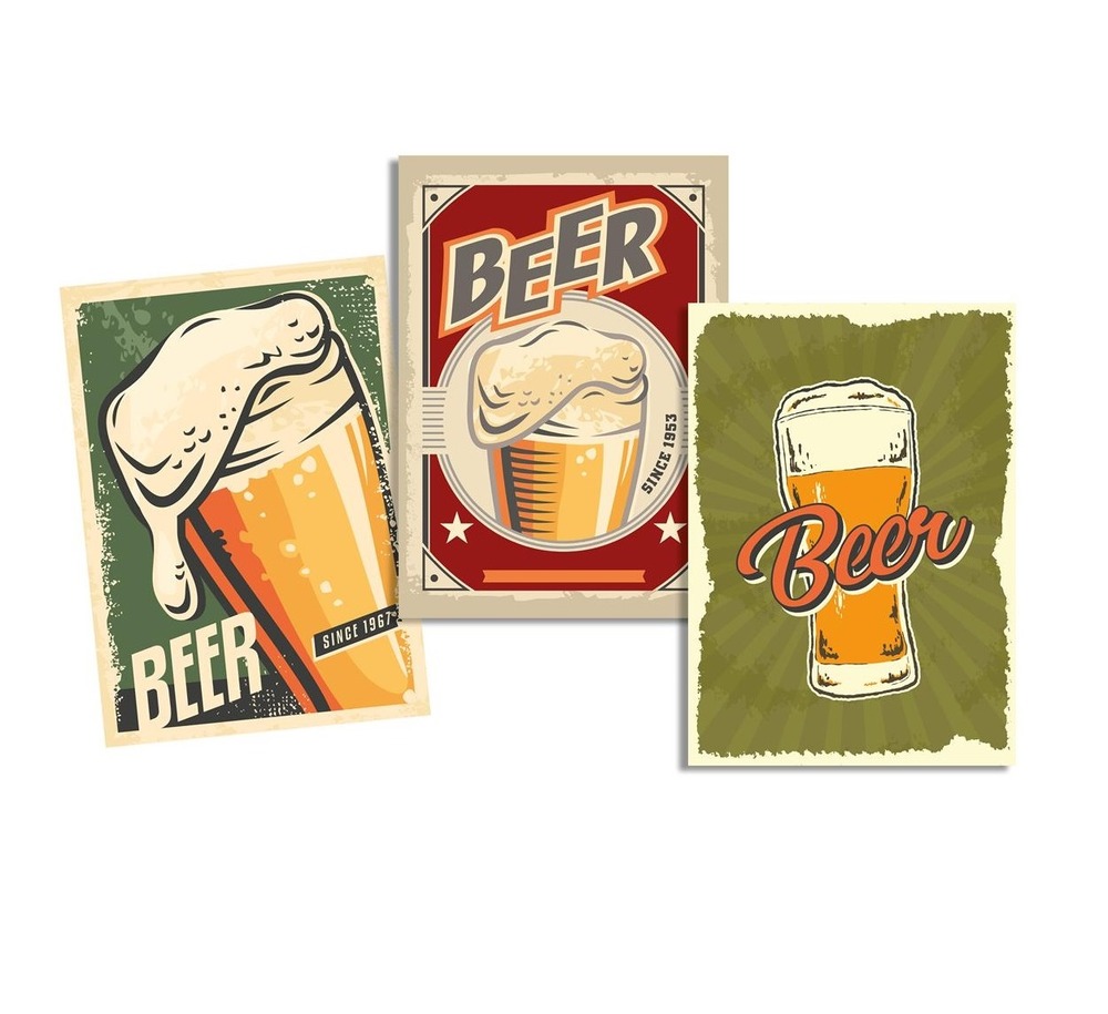 Lot de 3 torchons pinte de biere