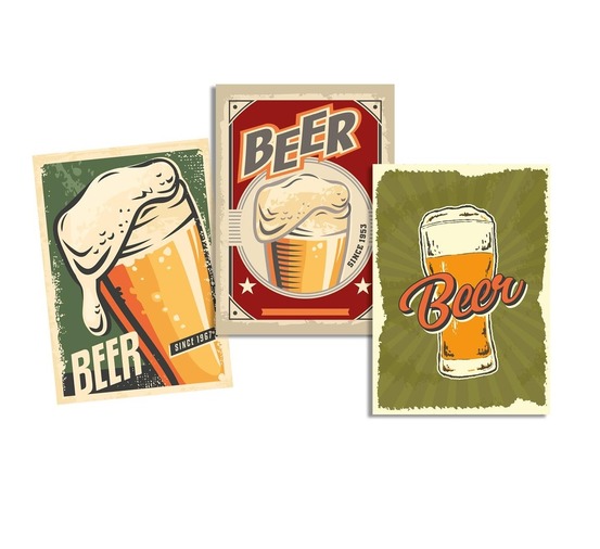 Lot de 3 torchons pinte de biere