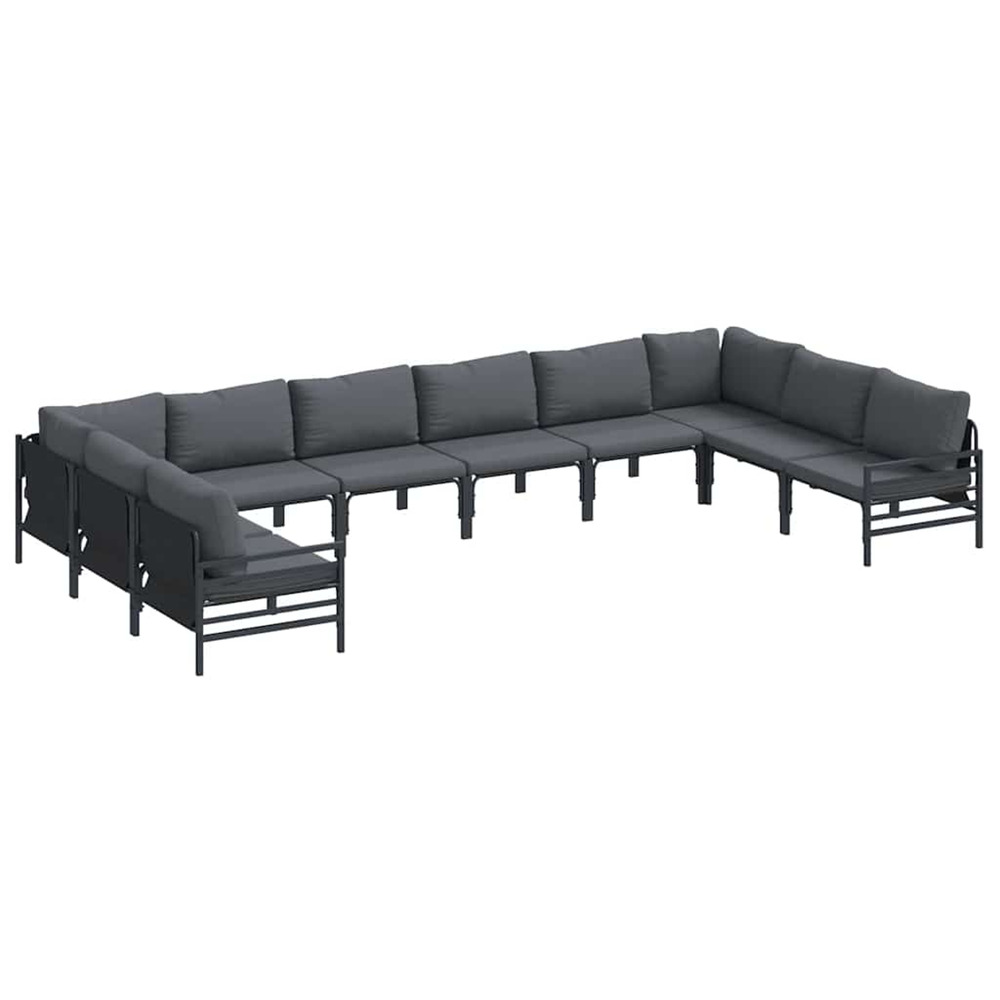 Ensemble de canapé de jardin avec coussin 10 pcs noir acier