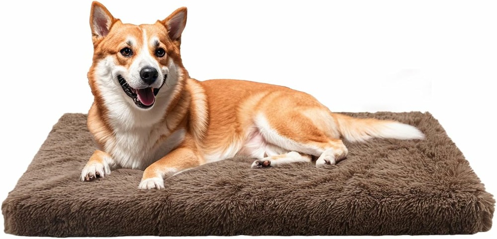 Panier moelleux pour grand chien – lavable et base antidérapante 100 x 60 x 10 cm marron