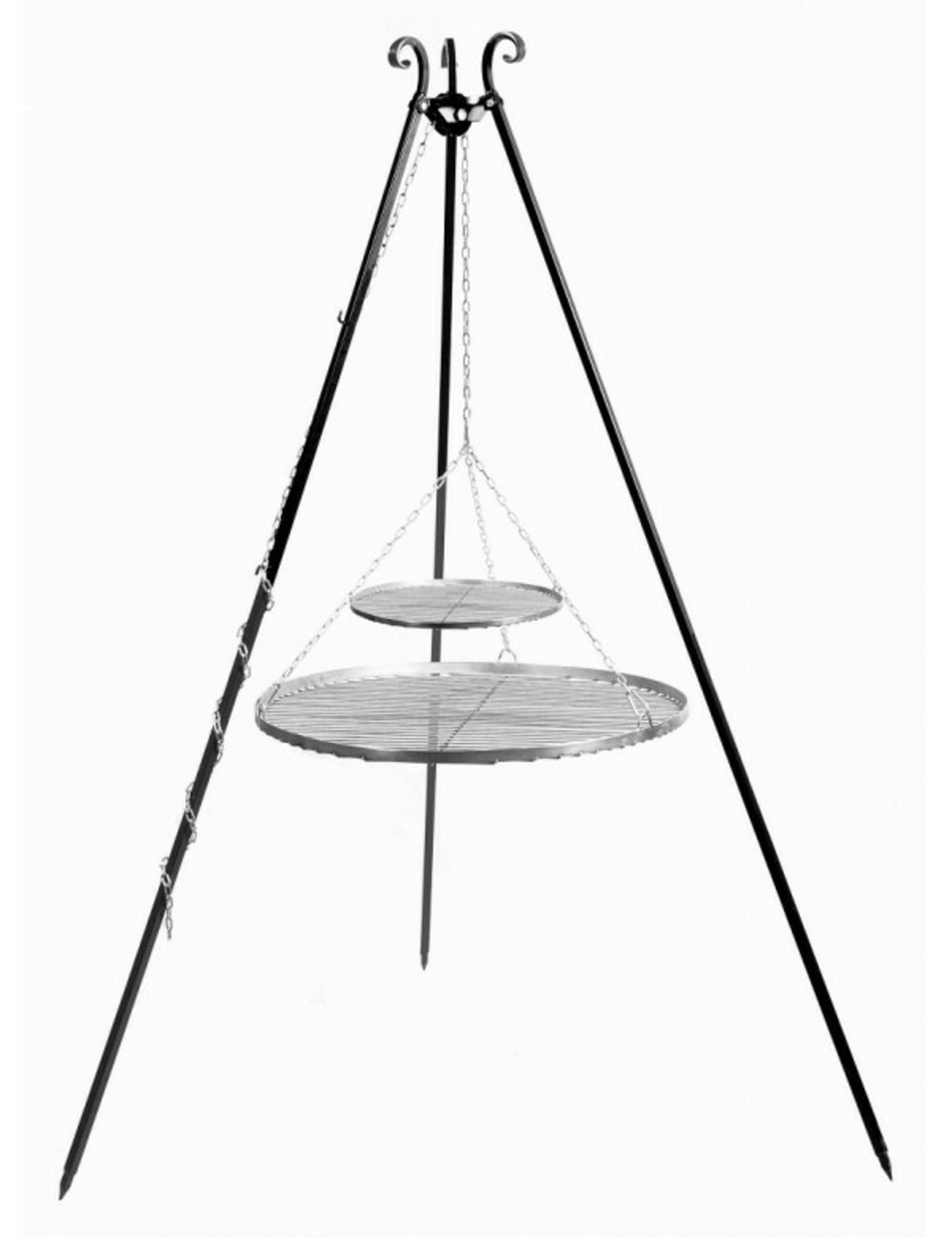 Trépied viking avec double grille en acier inoxydable--40x80 cm-