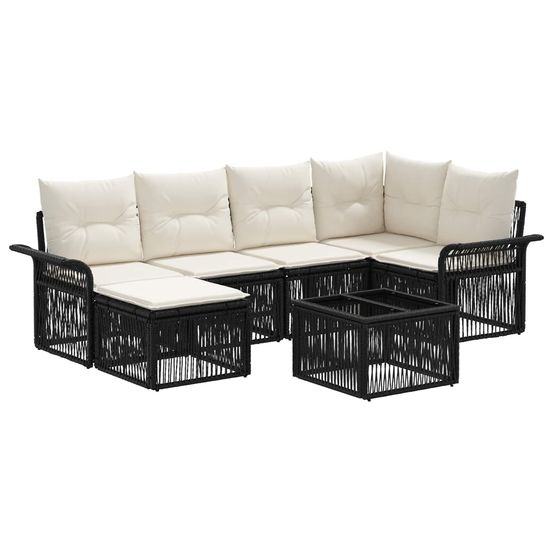 Ensemble de canapé de jardin 7 pc noir polyrotin