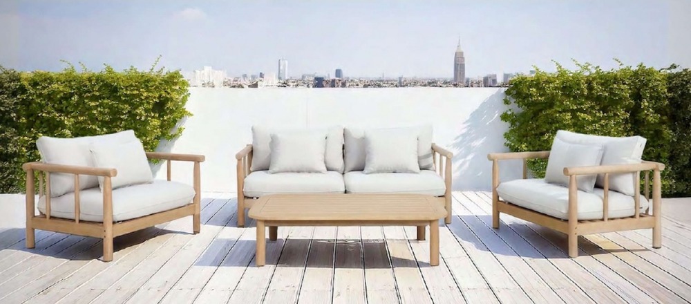 Salon de jardin à manger - filipinas - en bois - set complet 3+2 places