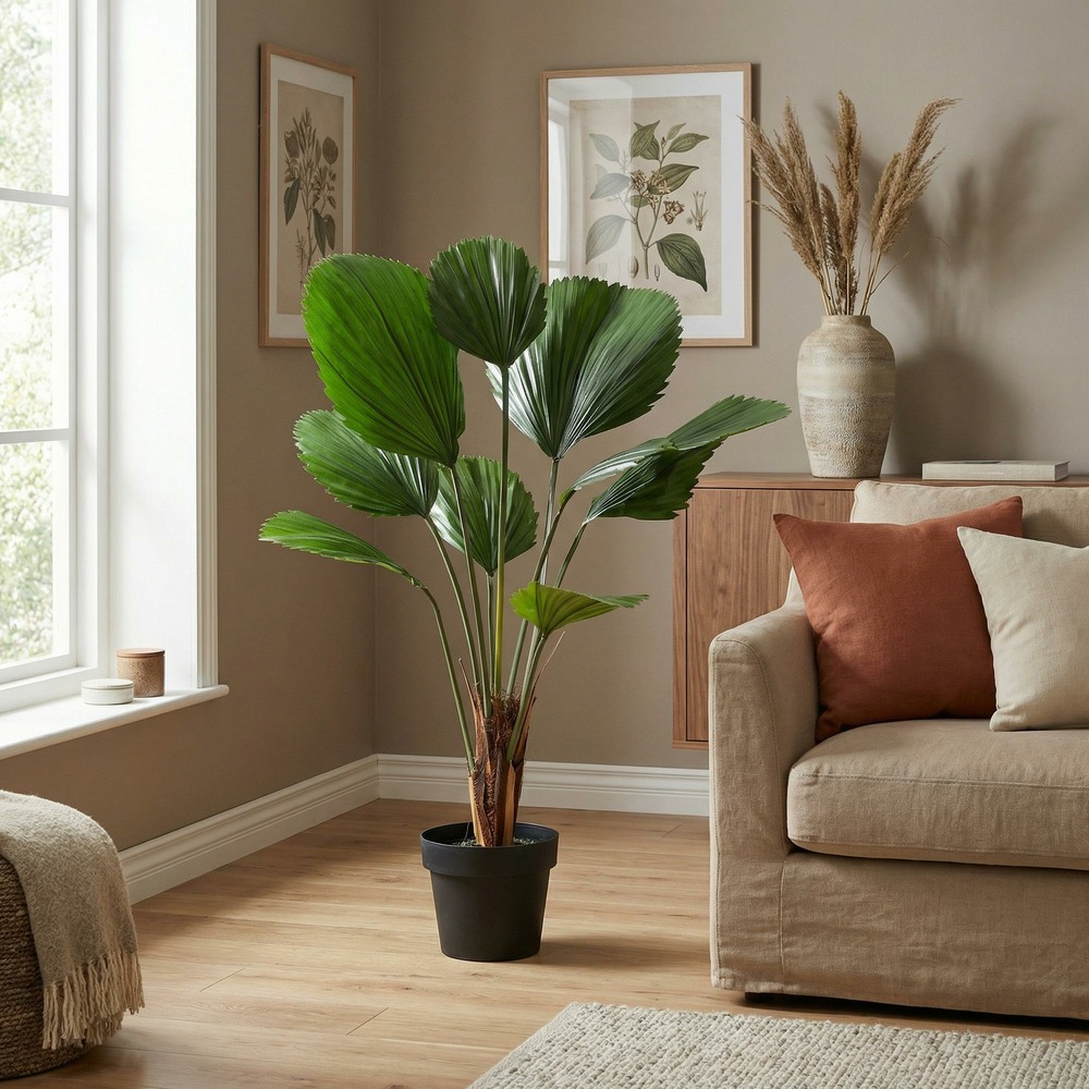 Licuala grandis palmier plante artificielle - h104 cm - ø21 cm
