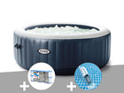 Kit spa gonflable  purespa blue navy rond bulles 4 places + 6 filtres + aspirate