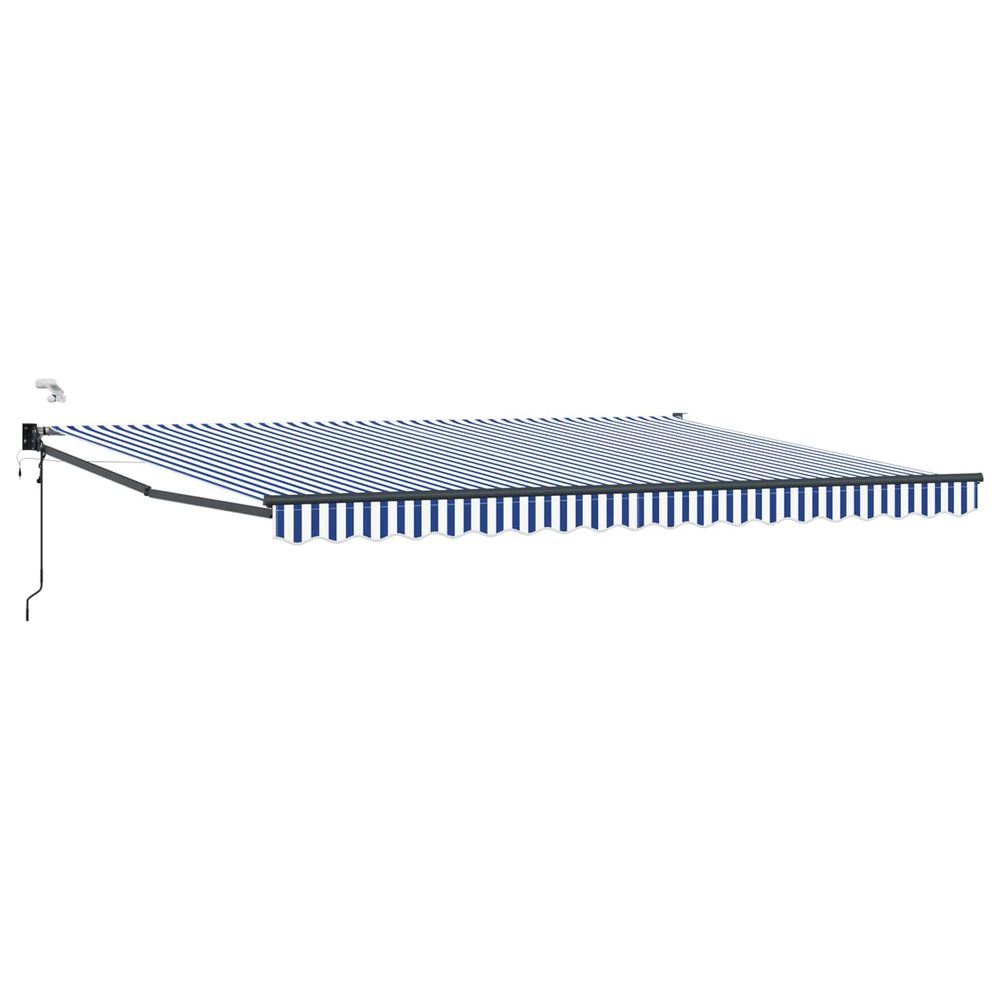 Auvent rétractable électrique bleu et blanc 5 x 3 m