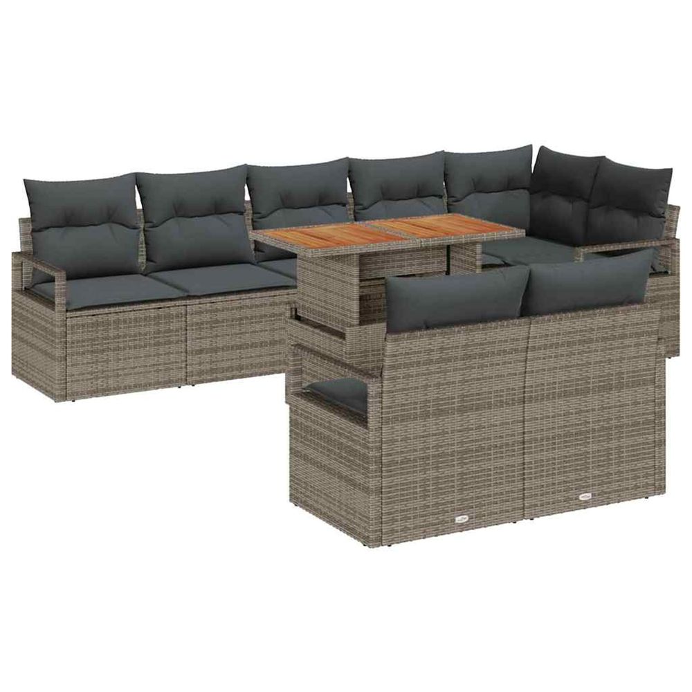 Ensemble de canapé de jardin 9 pc gris poly rotin