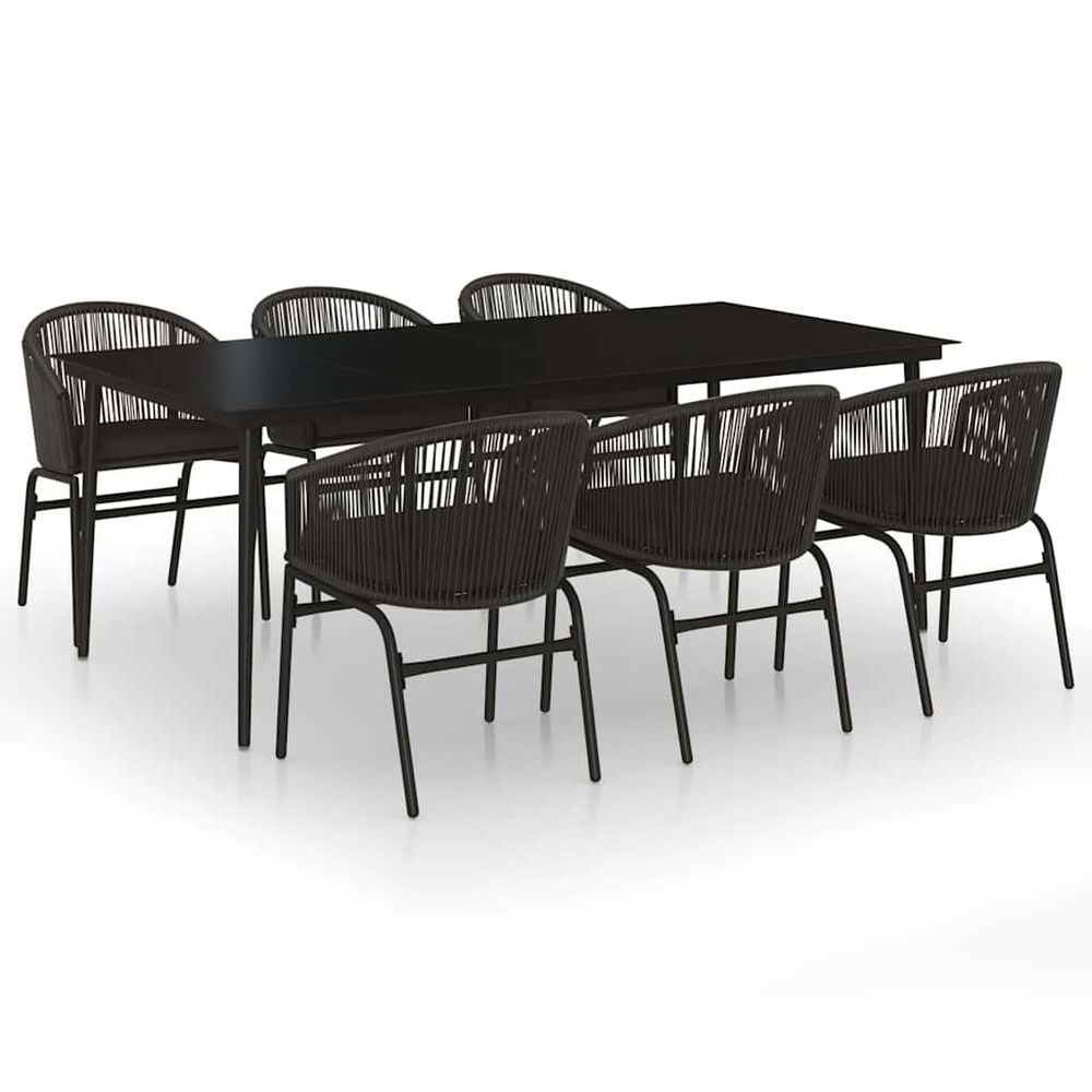 Ensemble à manger de jardin 7 pcs noir
