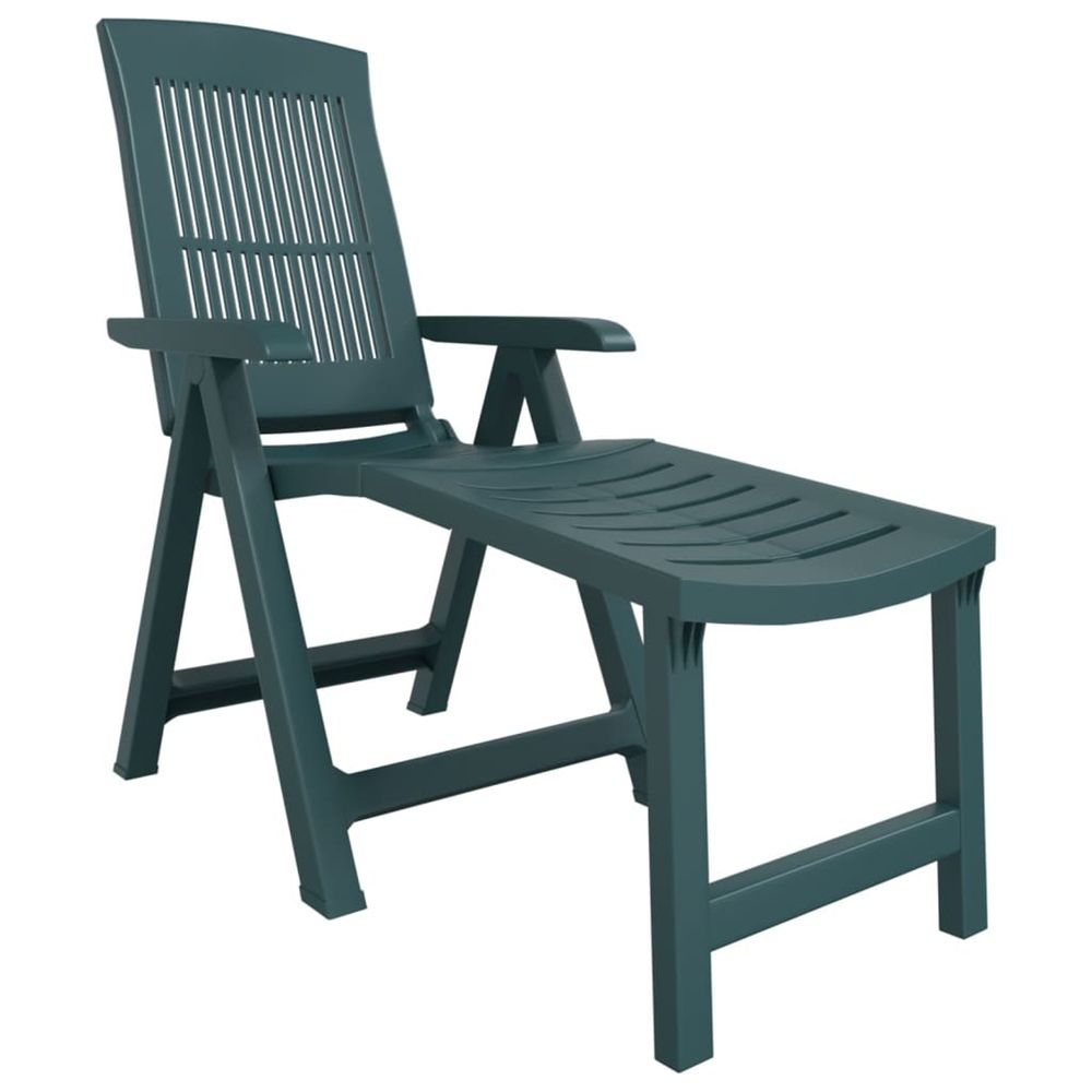 Chaise longue vert plastique bain de soleil