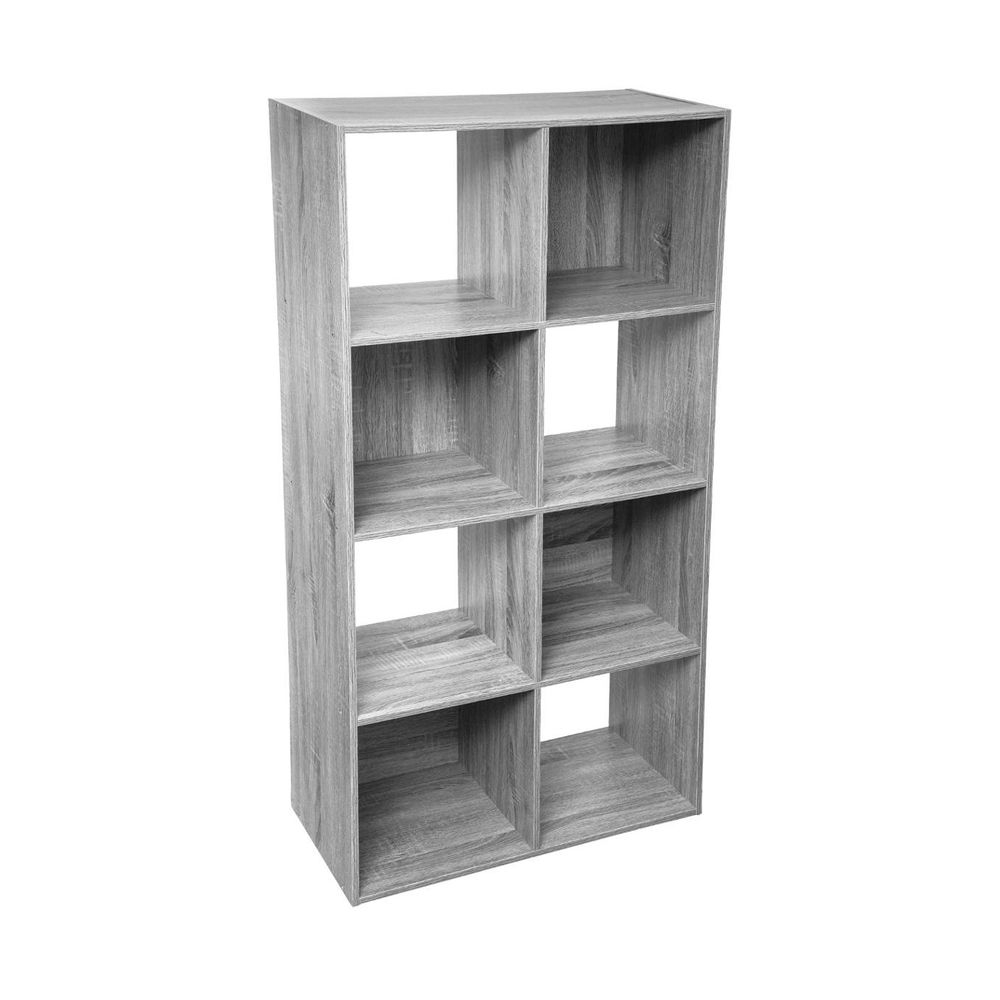 Meuble étagère 8 cases de rangement effet chêne gris h 134 cm