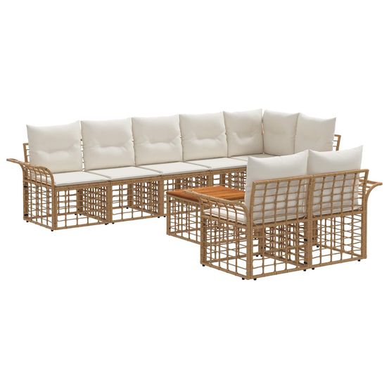 Ensemble de canapés d'extérieur 9 pc blanc naturel et crème