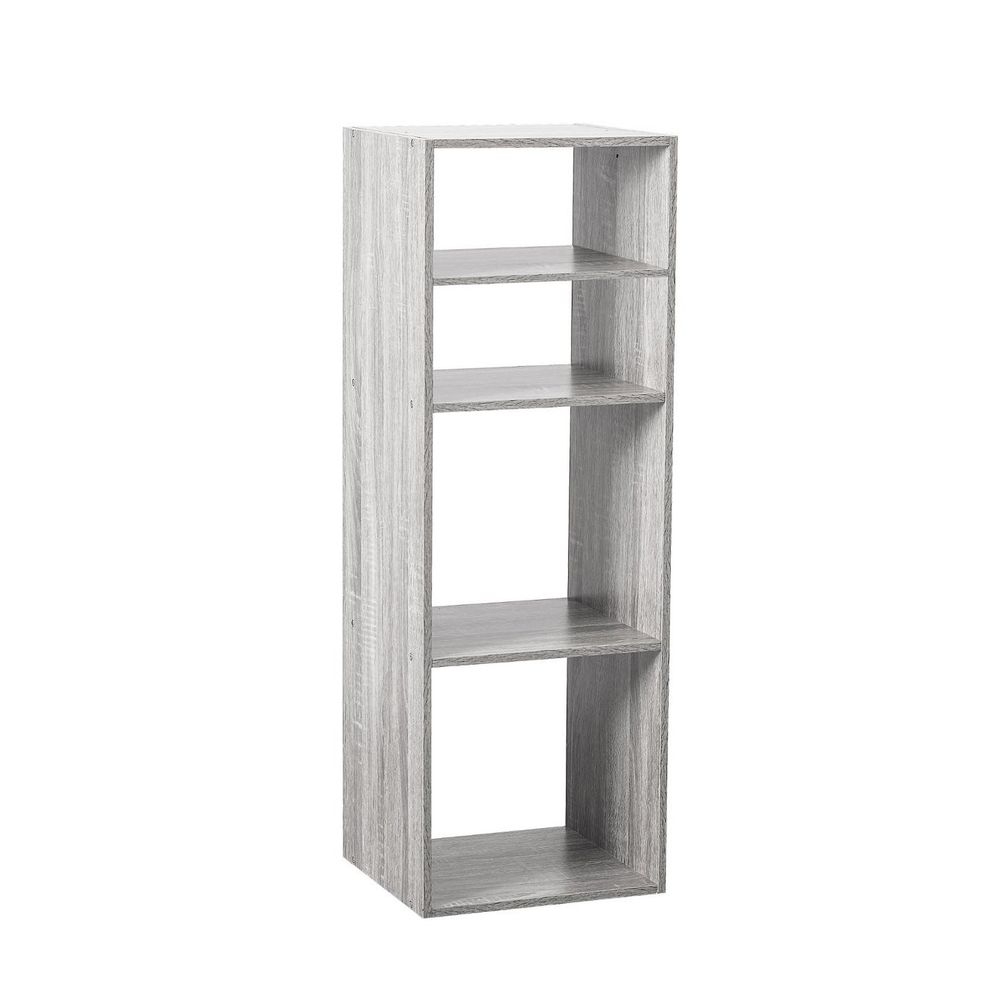 Meuble étagère 4 cases de rangement effet chêne gris h 100.5 cm