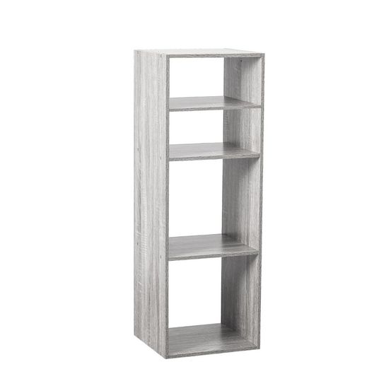 Meuble étagère 4 cases de rangement effet chêne gris h 100.5 cm