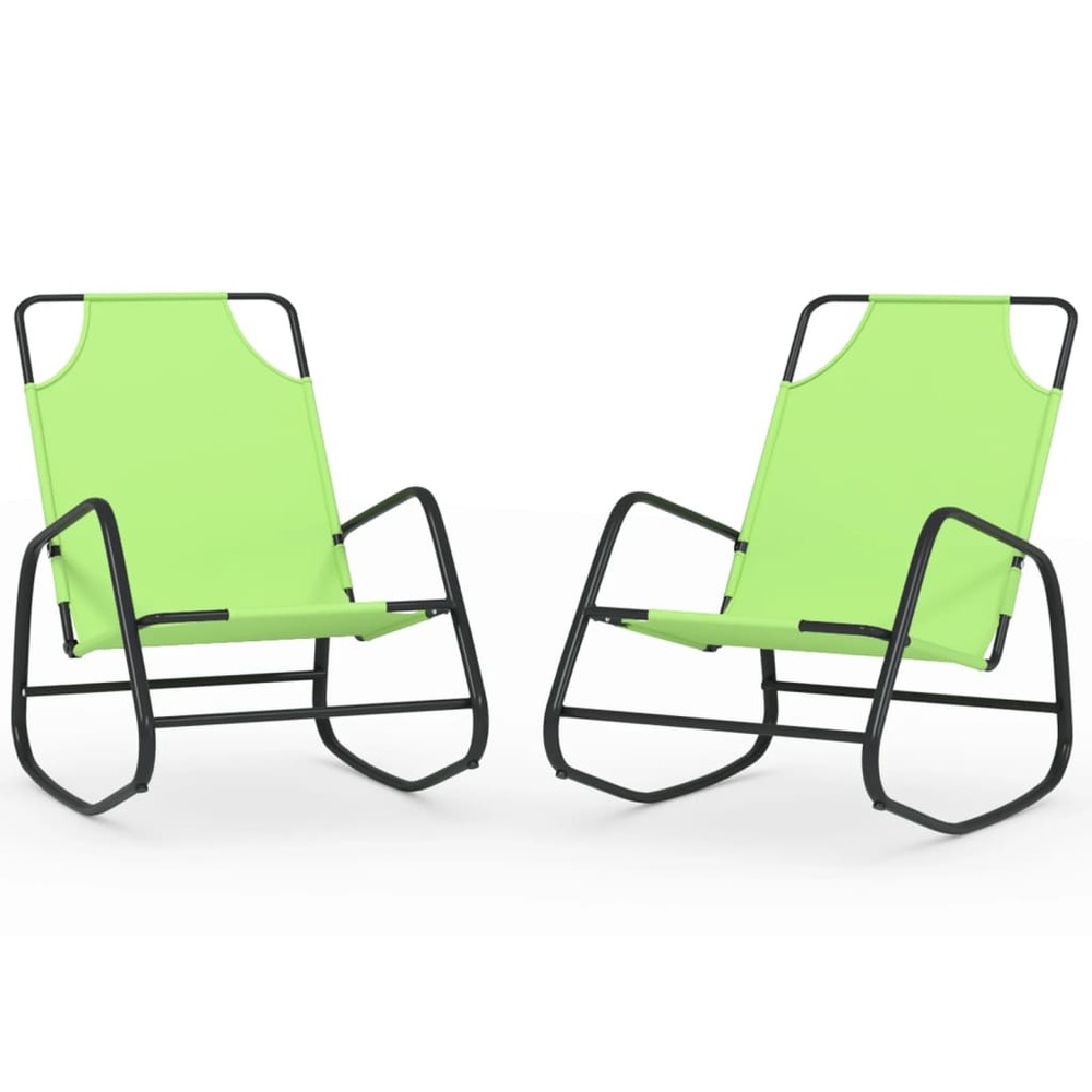 Chaises longues à bascule lot de 2 vert acier et textilène