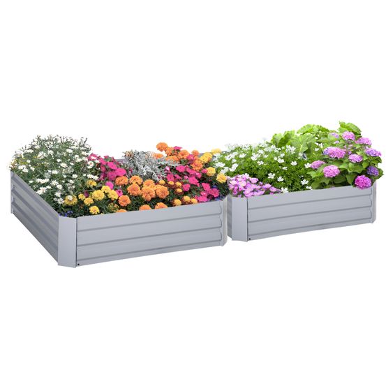 Carré potager lot de 2 acier jardin extérieur fond ouvert 100x100x30 cm gris