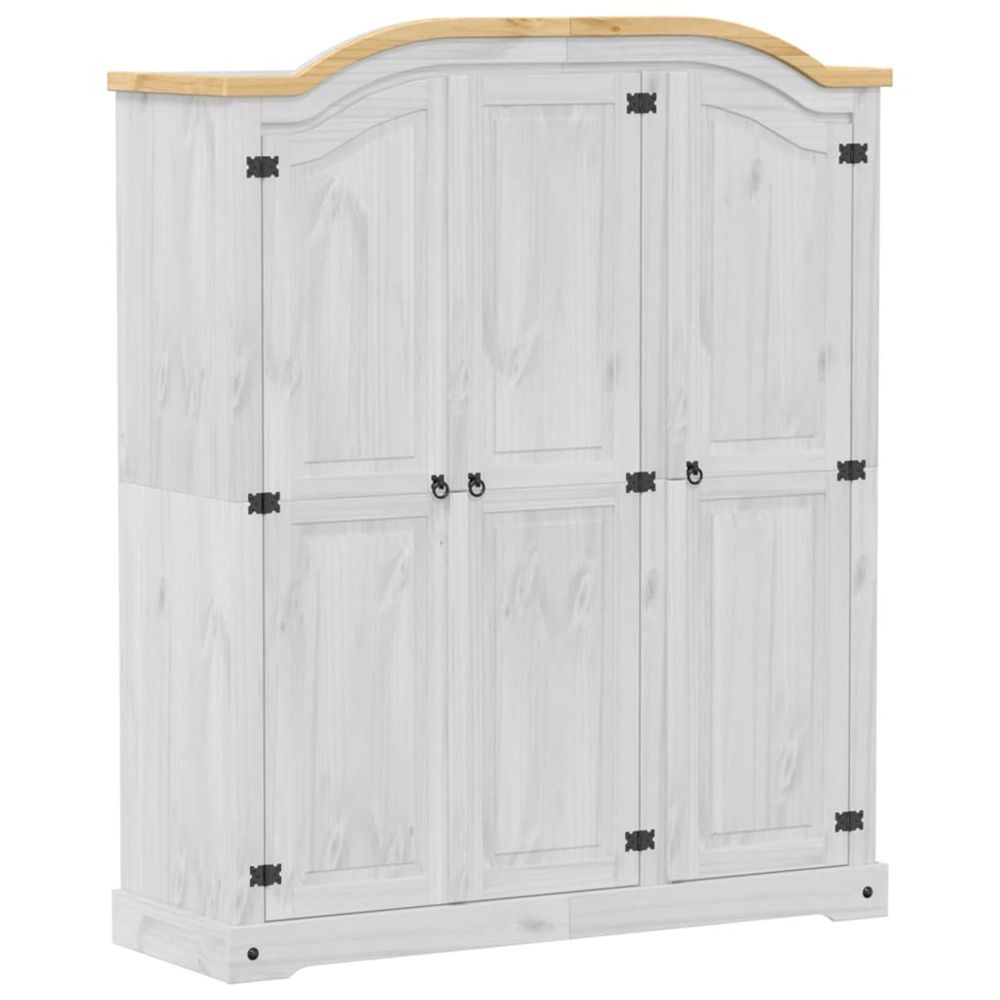 Garde-robe corona blanc 151,5x52x186 cm bois de pin massif